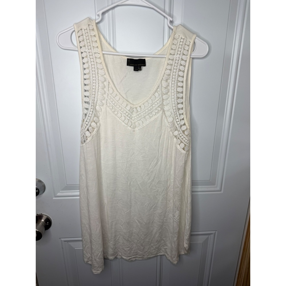Jeans by Buffalo Women Ivory Sleeveless Crochet Lace Trim V-Neck Tank Top XL - Picture 1 of 8